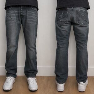 Kaporal 5 Regular Bootcut Euro Jeans Mens 36 Dark Wash Embroidered Wing Logo